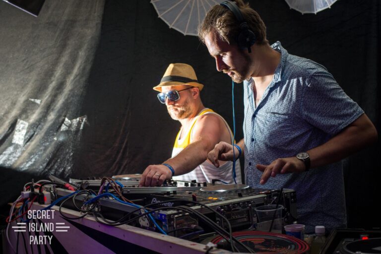 Djing with his partner in Hong Kong to make music
