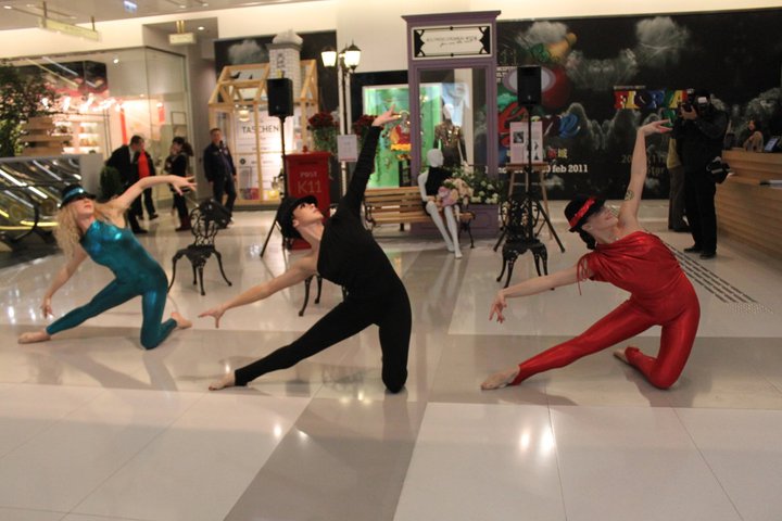 dancers spandex performing modern dance routine