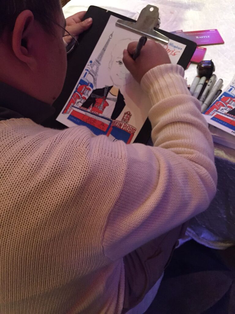 artist drawing at event in shangri la hong kong 2016, Dec