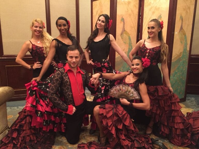 5 female dancer with 1 male dancer flamenco dancers