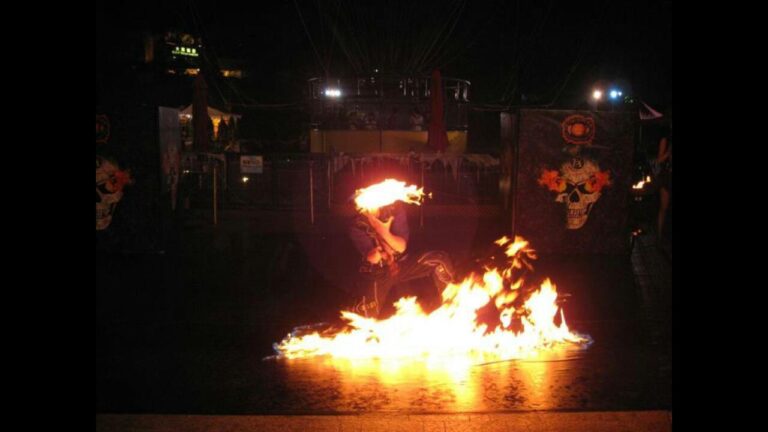 Fire juggler perform at Hong Kong Ocean park Halloween event