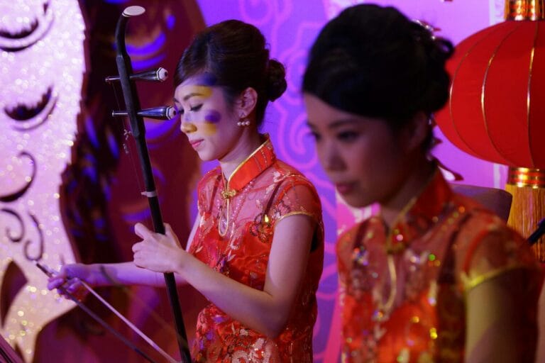 Hong Kong traditional Chinese music performance at annual dinner.