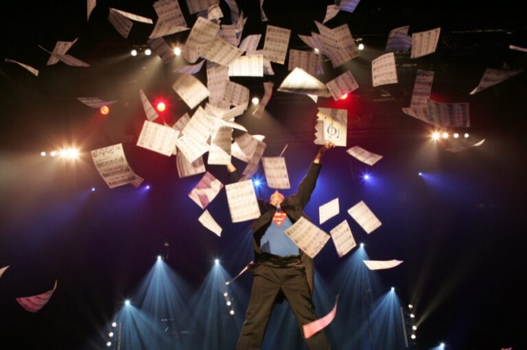 Magician during his performance of a music comedy