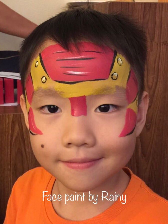 Face painting with Iron man