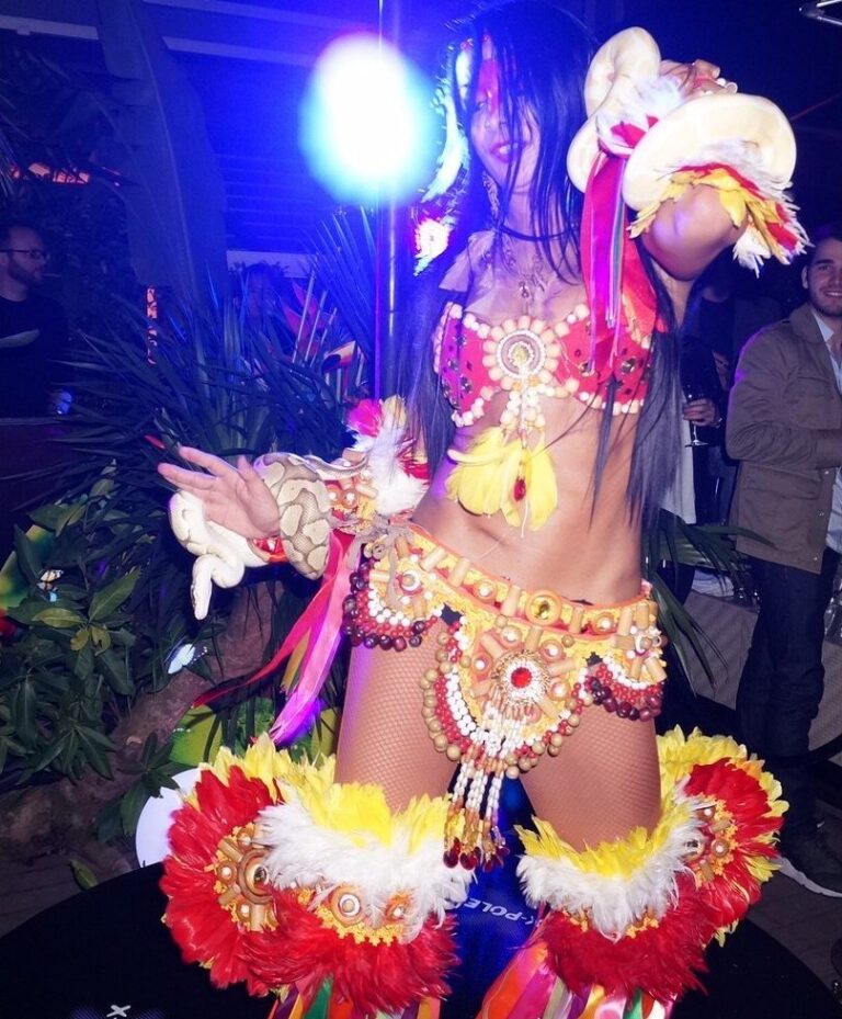 Female snake charmer in Hong Kong