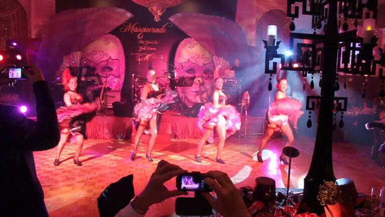 Four Hong Kong Dancer performing at an annual dinner in Aberdeen Marina Club