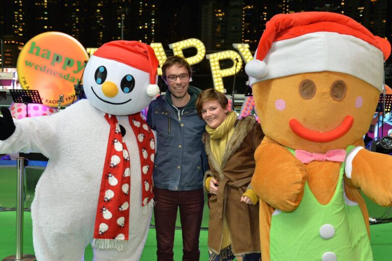 Mascots with guests at Hk jockey club 2015