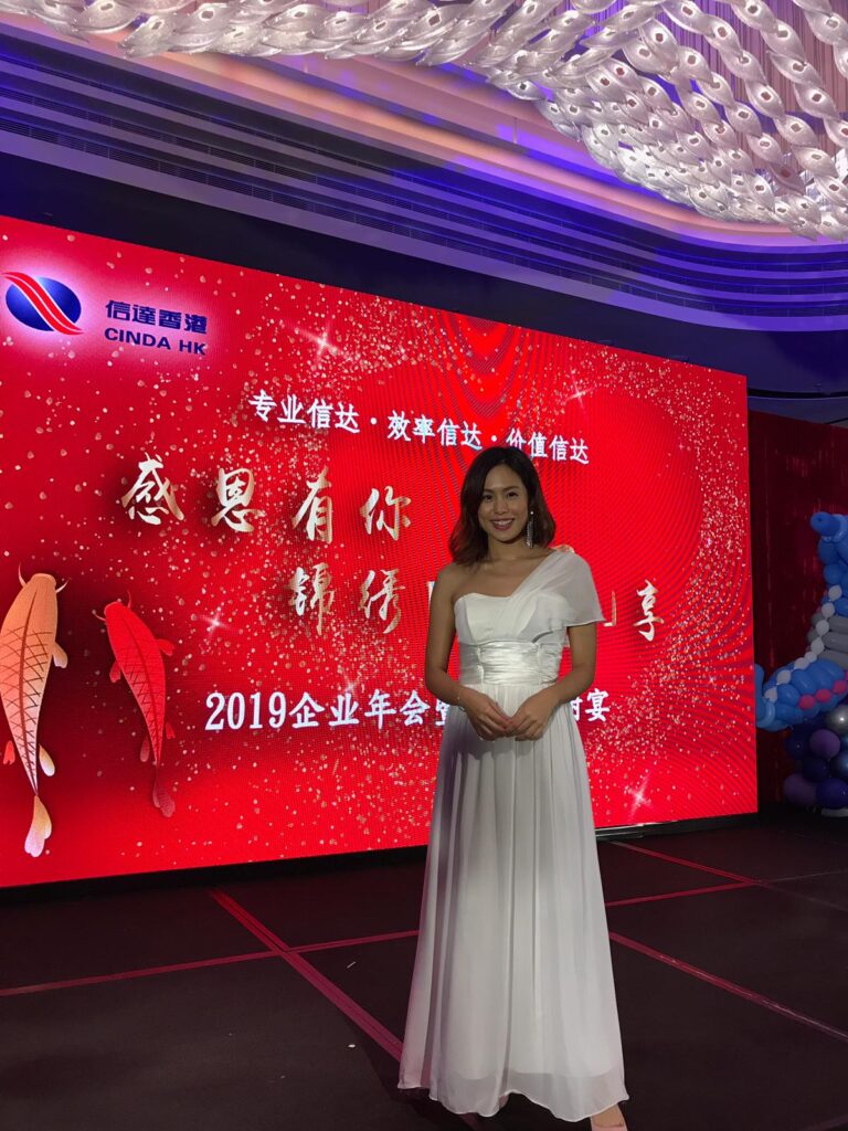 Listing event MC in ball gown