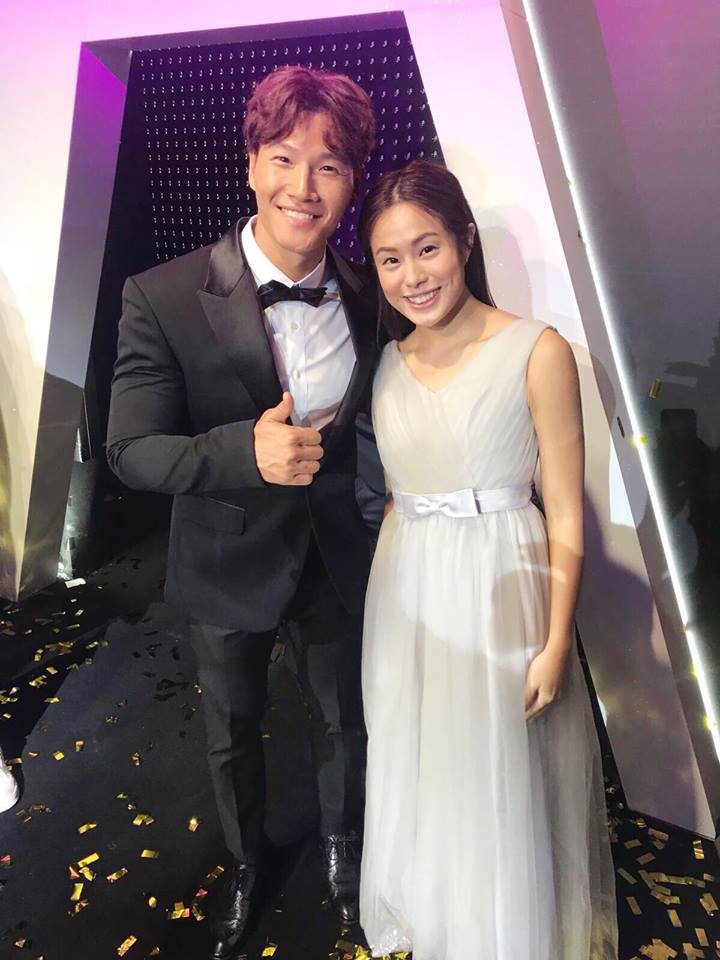 Xavier with Korean Star wearing white dress, MC