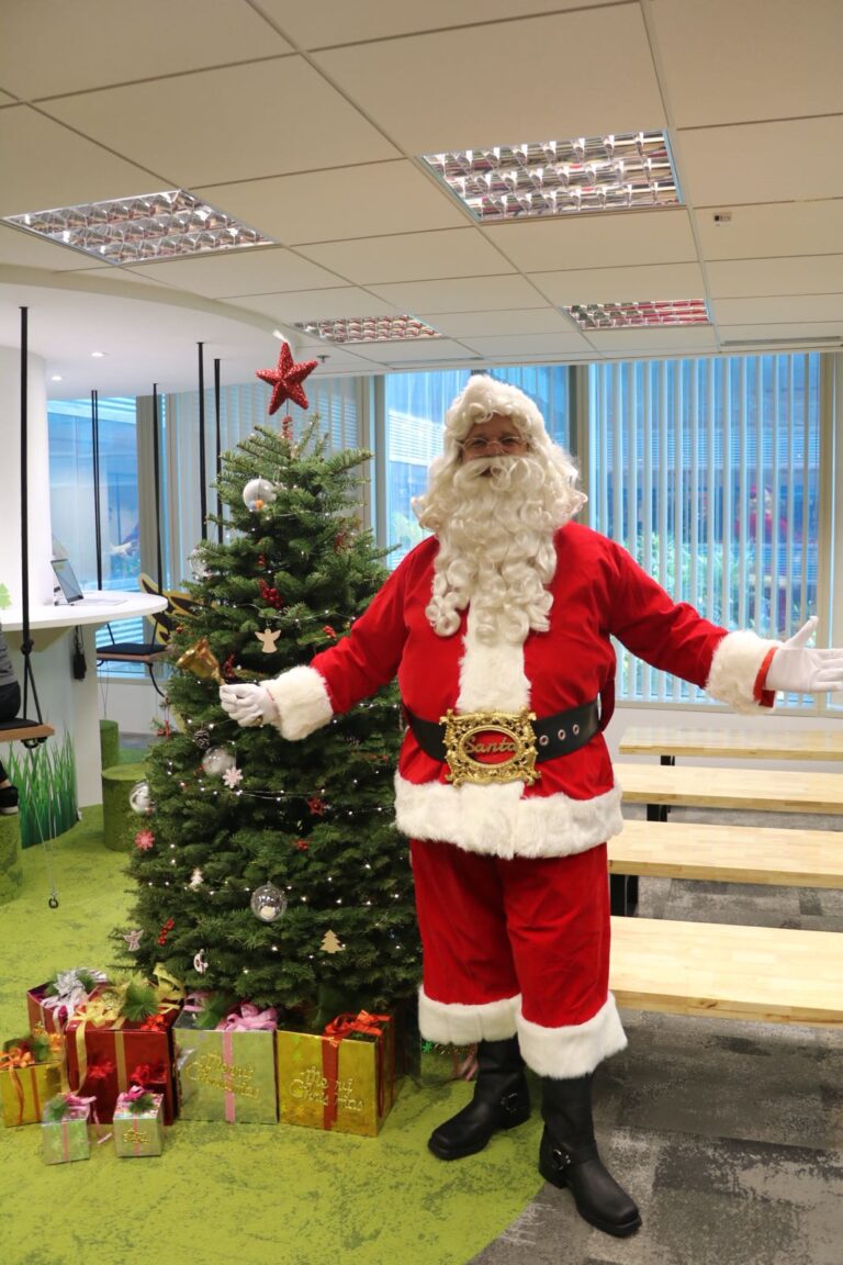 Santa in office in Hong Kong