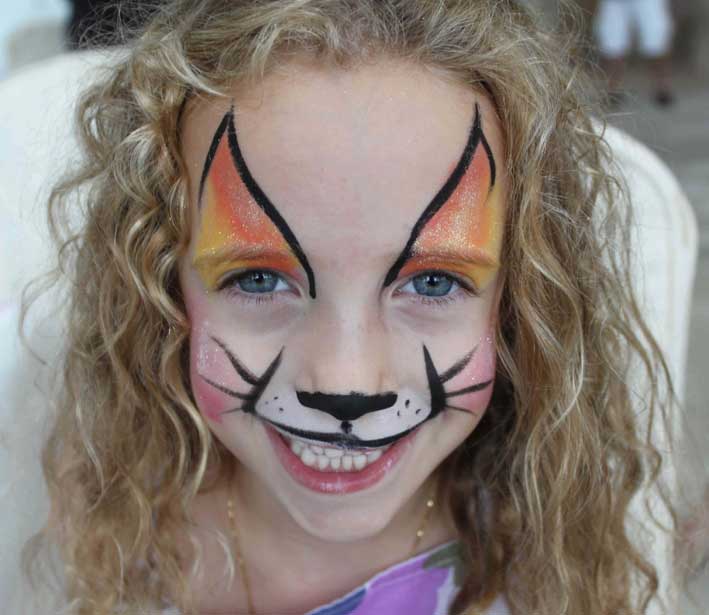Children face with fox face painting