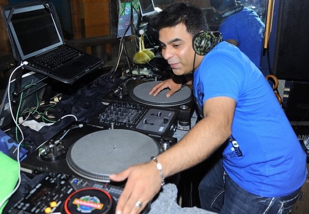 DJ V playing Bollywood, Bhangra and English pop music