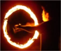 Professional fire performer in Hong Kong performing Fire Twirling for a annual dinner