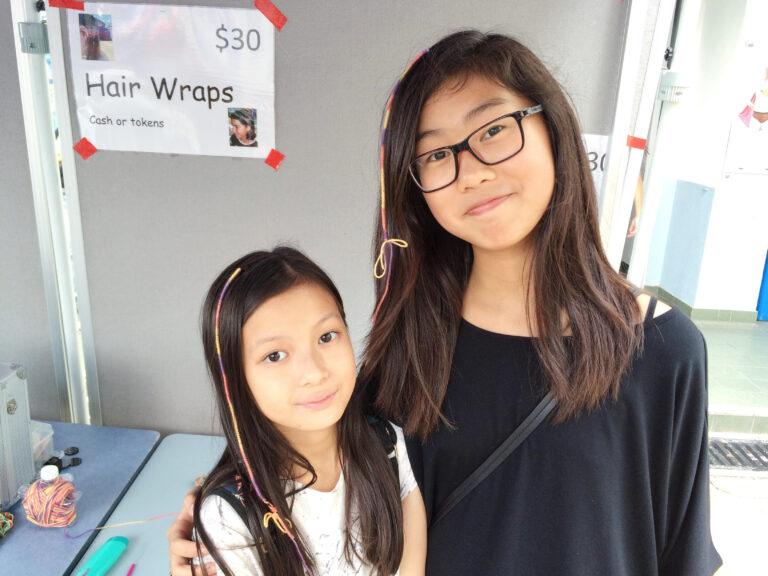 2 girls with hair wraps