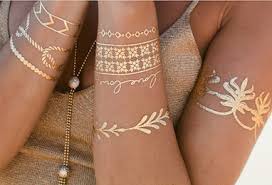 gold color henna tattoos