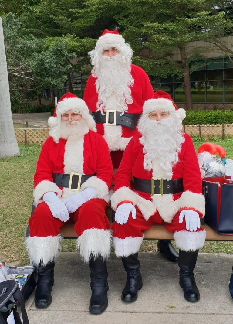 santa HK with 3 santas for a video shoot for famous car brand