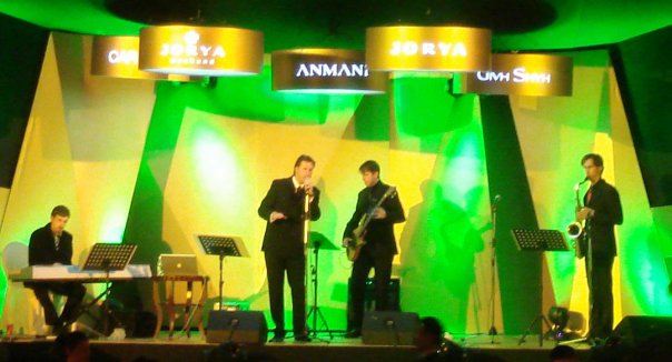 Four Line band musician in Hong Kong performing at a corporate fashion event