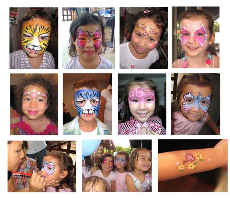 A Hong Kong Face painter drew a lot of different face paint for a School fair in HK.