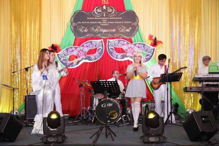 Band dressed as Abba in Hotel ballroom