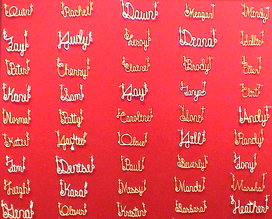 Hong Kong wire name artist made a lot of wire names for the guest at an annual dinner