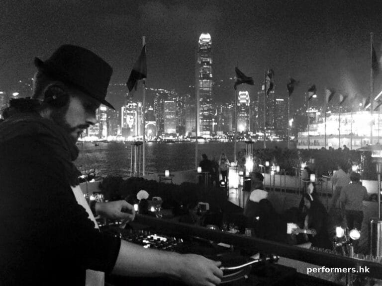 DJ Pure MB at Tsim Sha Tsui harbour in Hong Kong