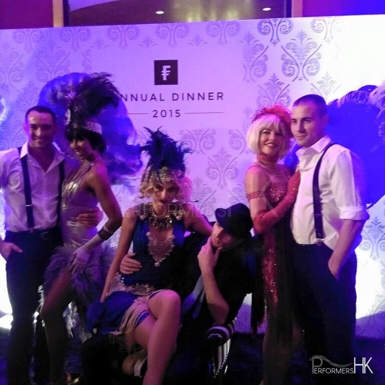 Six Hong Kong Gatsby Dance dancer posing on the stage at a corporate annual diner event