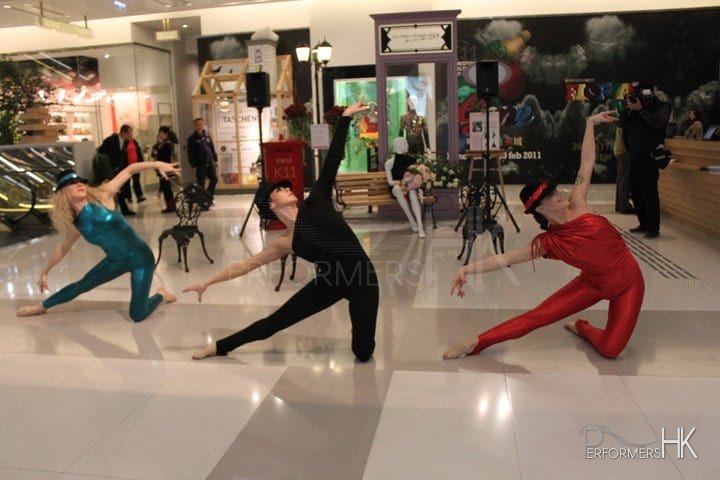 dancers spandex performing modern dance routine