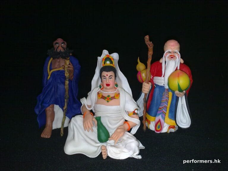 3 different type of Chinese deity made from flour