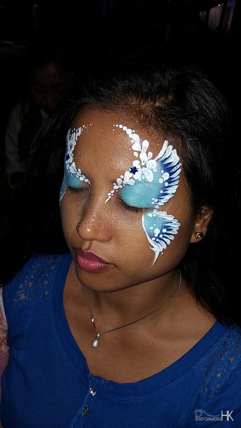 Blue and white