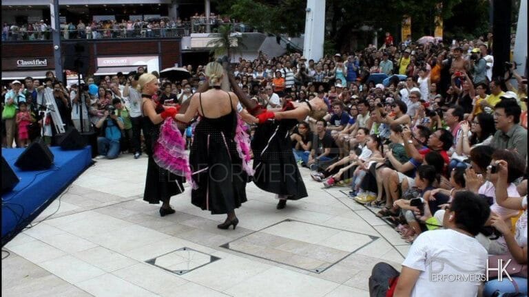 dancers performing in front of big audience in Hong Kong for Dragon Boat festival