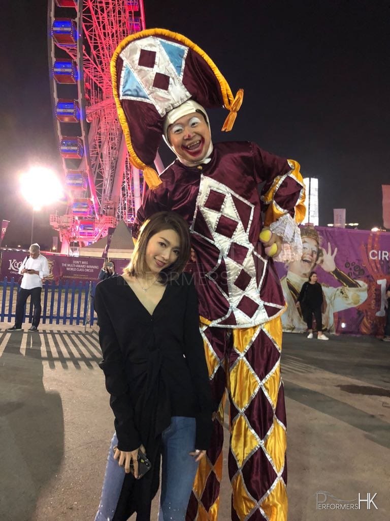 gala stilt walker from performers hk at the harbour front Central, hong kong