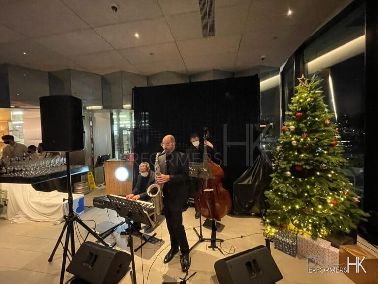 hkjc hong kong event jazz band booked by performance hk, musicians wearing black outfit, playing jazz music