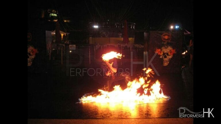 Fire juggler perform at Hong Kong Ocean park Halloween event