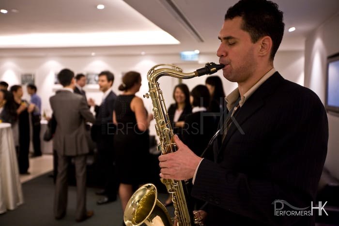 Sax player in Hong Kong for dinner event
