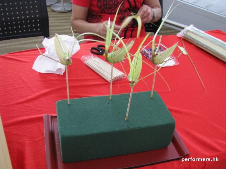 Four Grass hoppers made by the Hong Kong artist