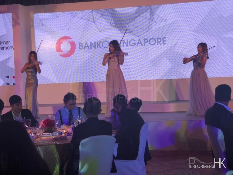 3 girls performing for event bank of singapore