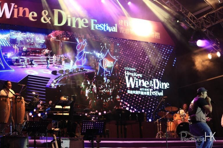 The live band performers performing at a Hong Kong Corporate cocktail party