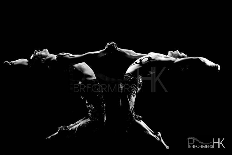 Two acrobatics performer in Hong Kong performing at a corporate annual dinner