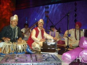 HK three musician playing Tabla, Harmonion and Bansuri at a themed party