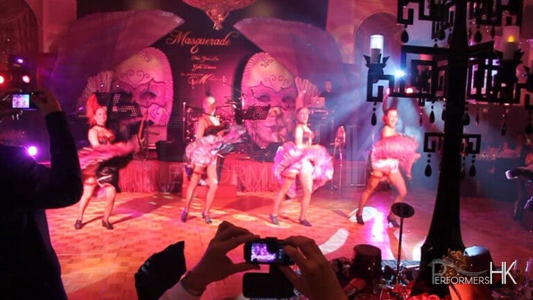Four Hong Kong Dancer performing at an annual dinner in Aberdeen Marina Club