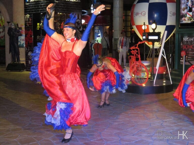 dancers performing can can dance in Hong Kong