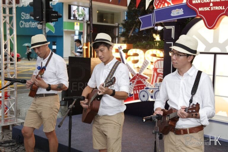 trio musicians playing at an event in wan chai hong kong, musicians hire hong kong