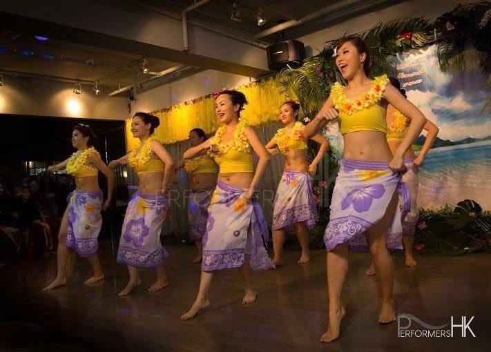 Female hula dancers performs in Hong Kong