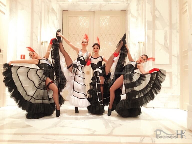 Hong Kong four Can Can dancer in posing before the the performance begin at a cocktail event