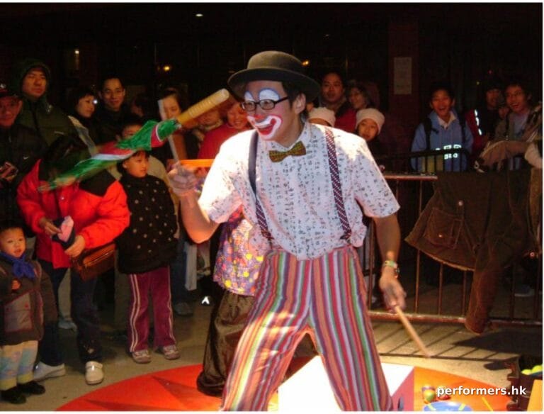 Clown with an umbrella