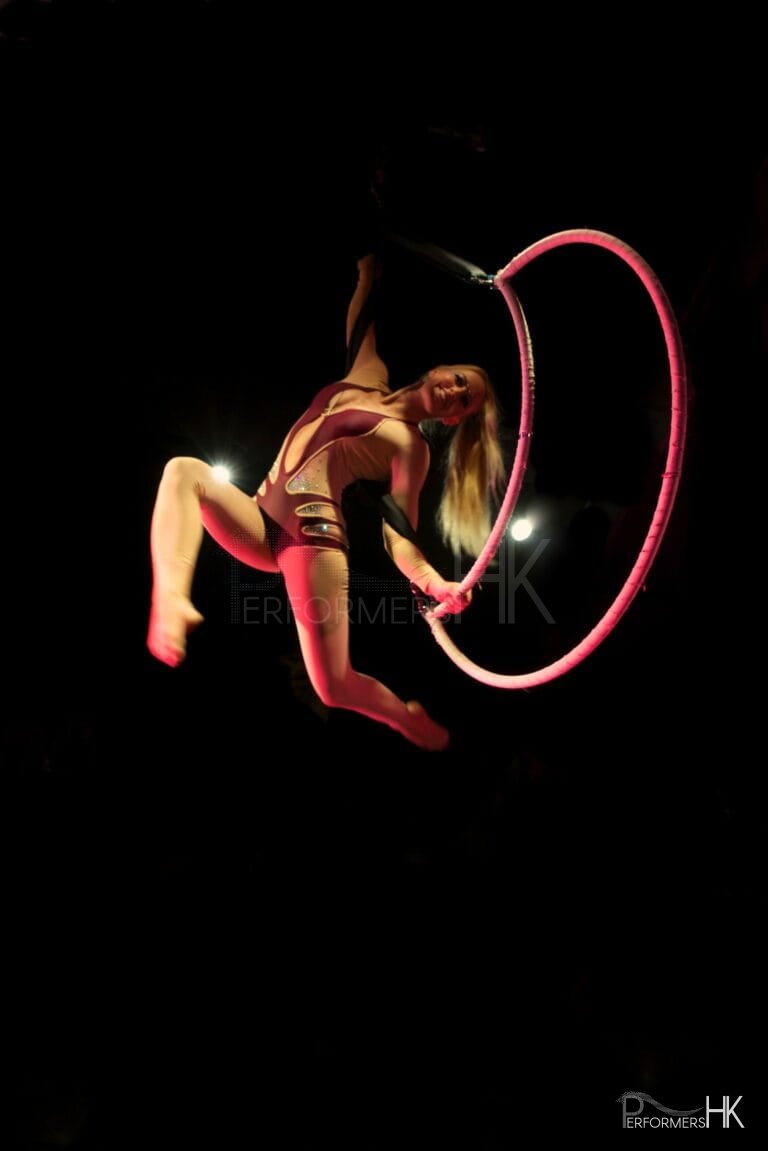 Hoop aerial performance in Hong Kong at a corporate annual dinner