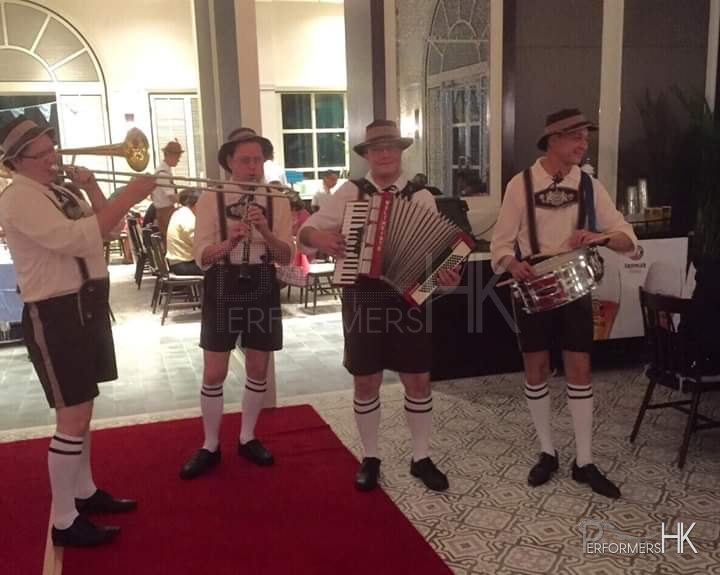 German band in Hong Kong playing for an event celebrating oktoberfest