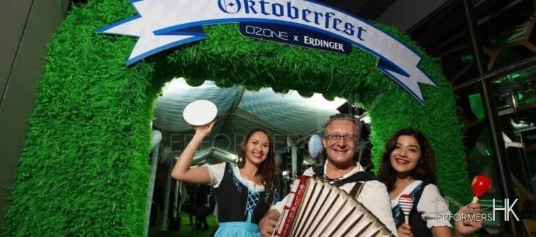 Solo accordion player with beer girl at event for Ritz Carlton hotel