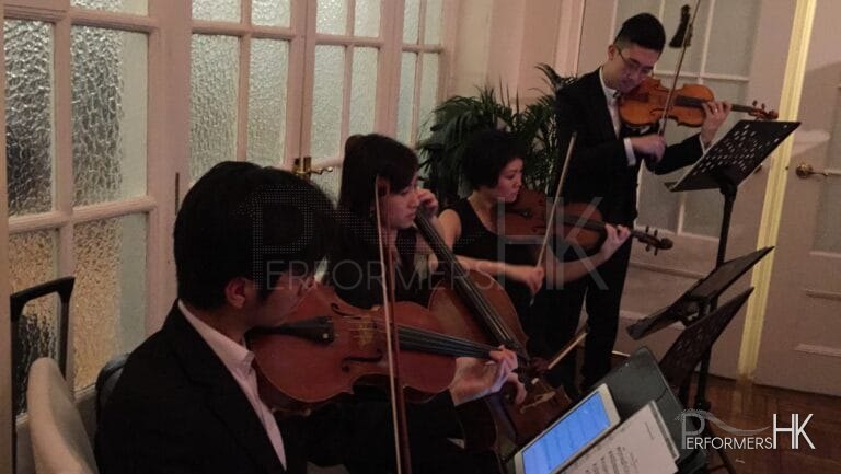 Four String players in Hong Kong performing at the wedding reception