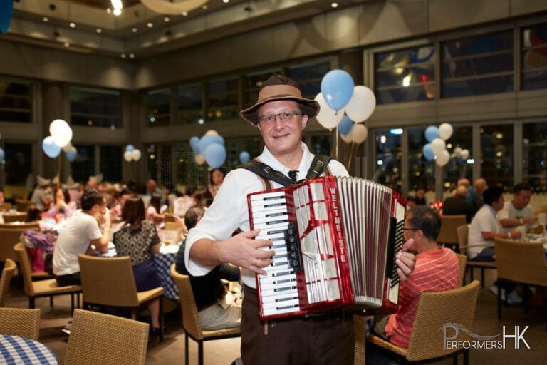 Musician performing Accordion at Hong Kong Happy Valley Jockey Clubhouse